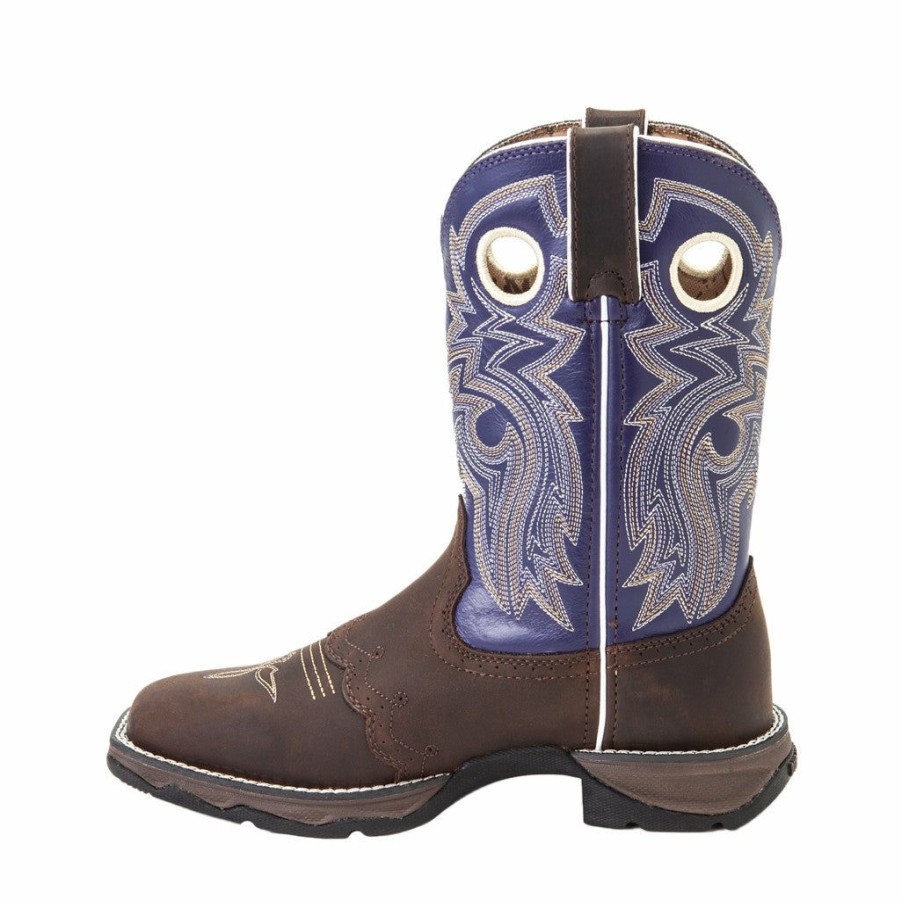 Women'S Boots * | Durango Women'S Rebel Purple And Brown Square Toe Boot