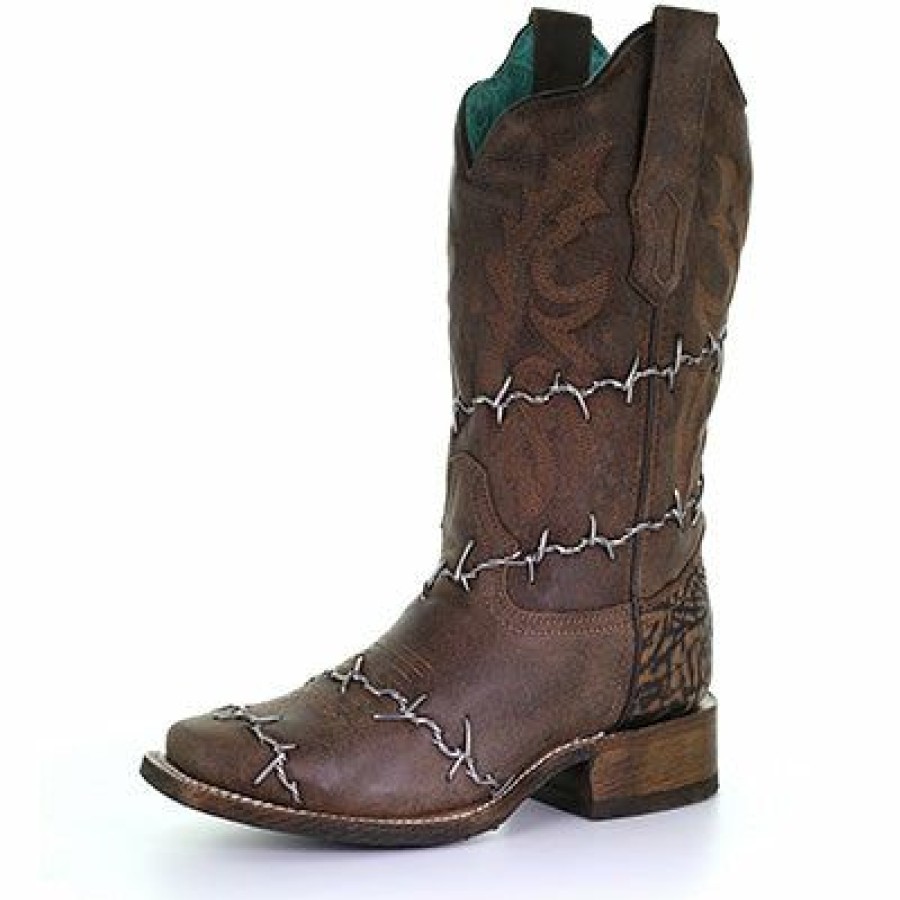 Women'S Boots * | Corral Boots Corral Women'S Brown Barbed Wire Woven Boots