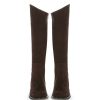 High Boots * | Brown Suede Leather High Boots