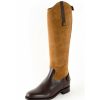 High Boots * | Two-Tone Brown Leather High Boot