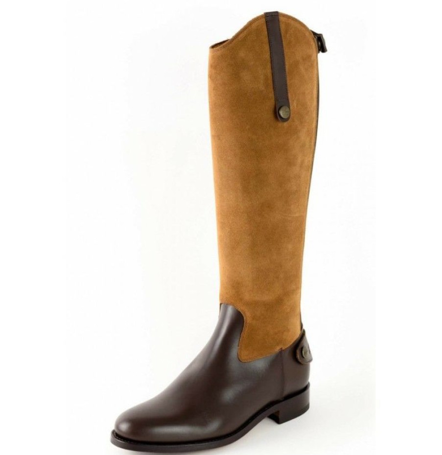 High Boots * | Two-Tone Brown Leather High Boot