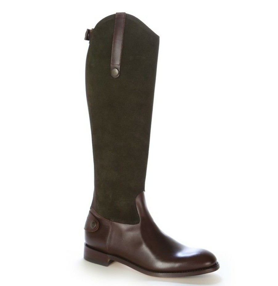 High Boots * | Two-Tone Brown Leather High Boot