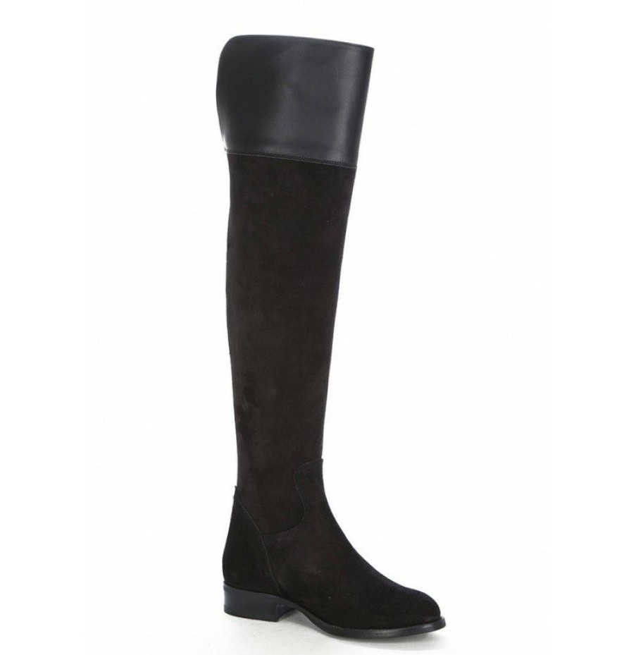 High Boots * | Black Leather Knee Boots For Women