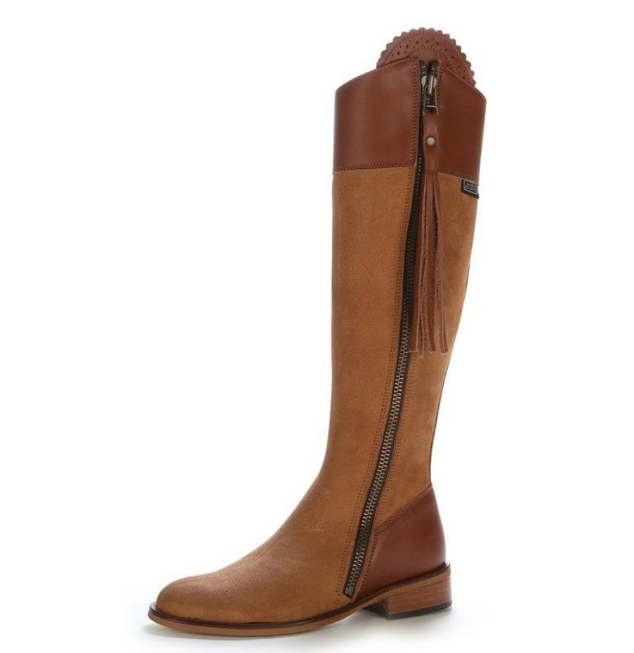 High Boots * | Elegant Camel Leather Riding Boots