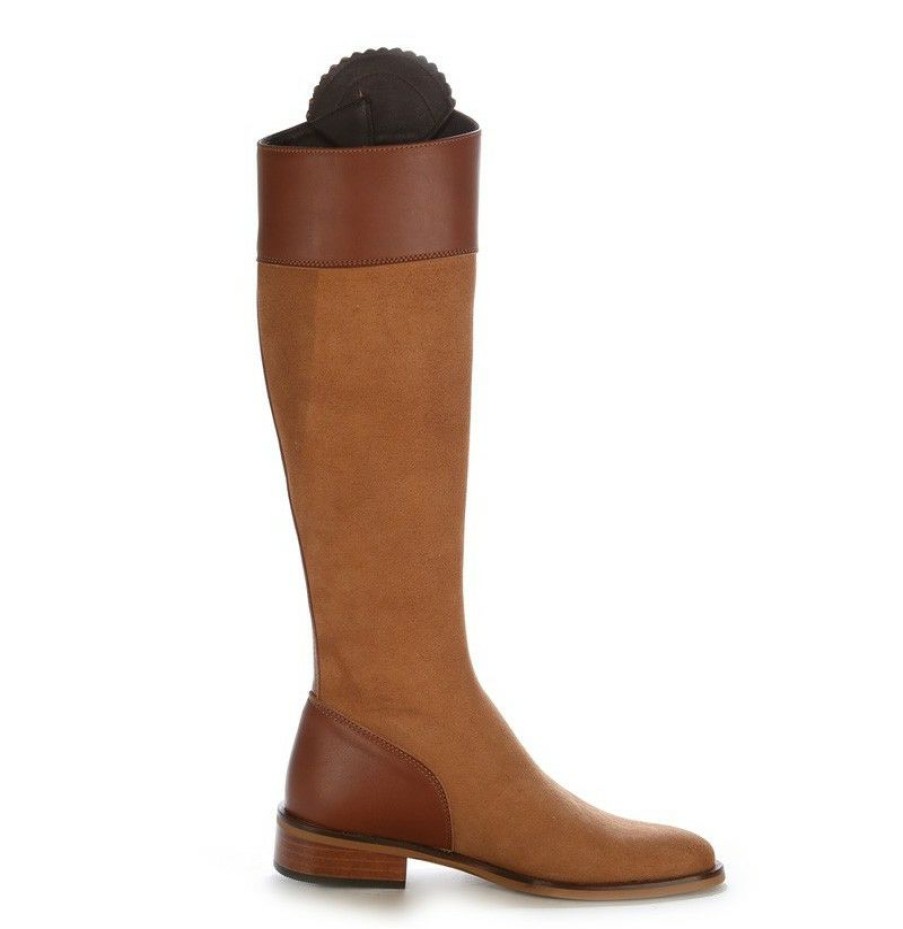 High Boots * | Elegant Camel Leather Riding Boots