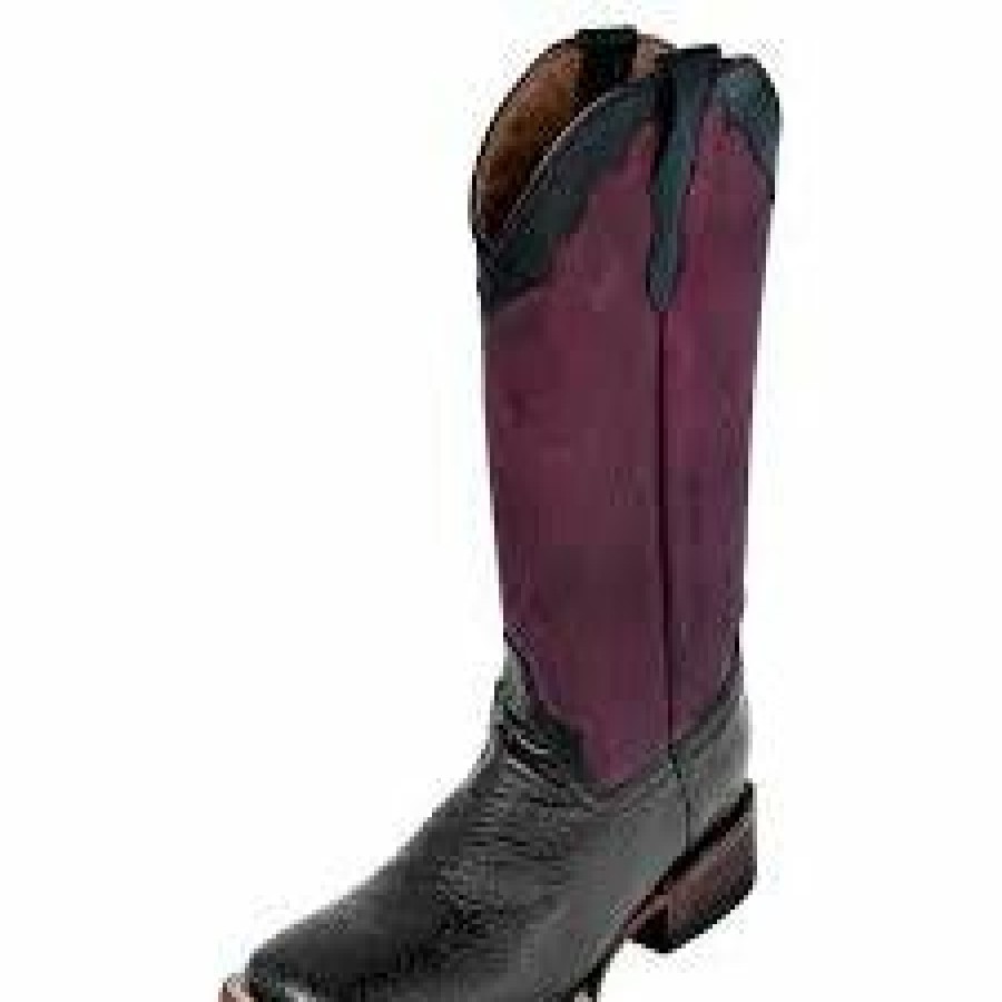 Women'S Boots * | Ferrini Black Embossed Purple Sqaure Toe Boot