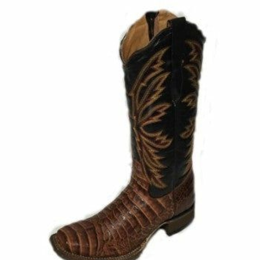 Women'S Boots * | Tanner Mark Boots Tanner Mark Women'S Cognac Belly Print Square Toe