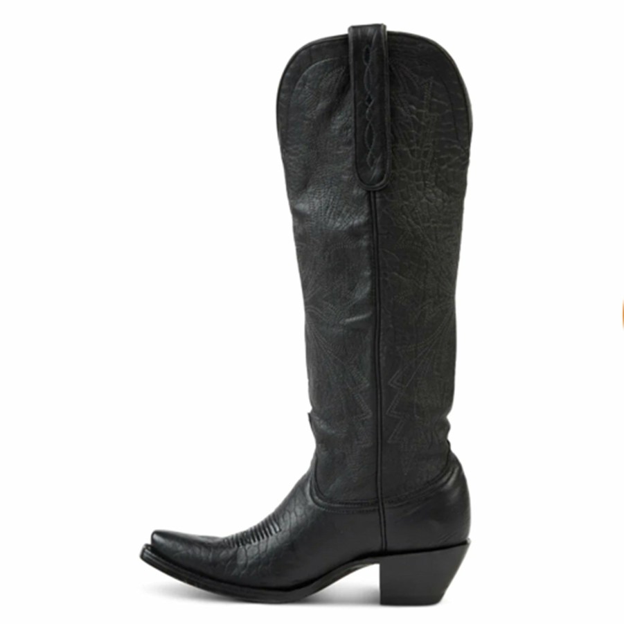 Women'S Boots * | Allens Boots Allen Boots "Cassidy" Black Tall Soft Leather Pointed Toe Boot