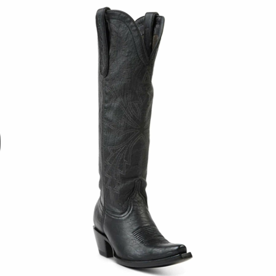 Women'S Boots * | Allens Boots Allen Boots "Cassidy" Black Tall Soft Leather Pointed Toe Boot