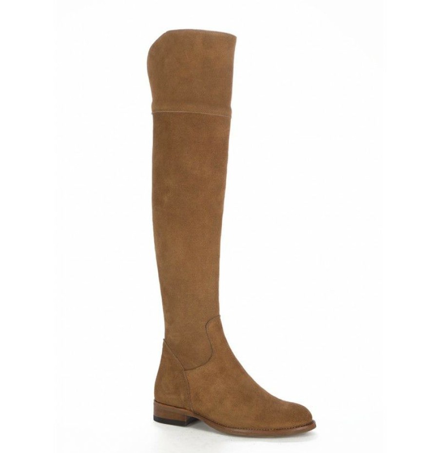 High Boots * | Camel Leather Knee Boots For Women