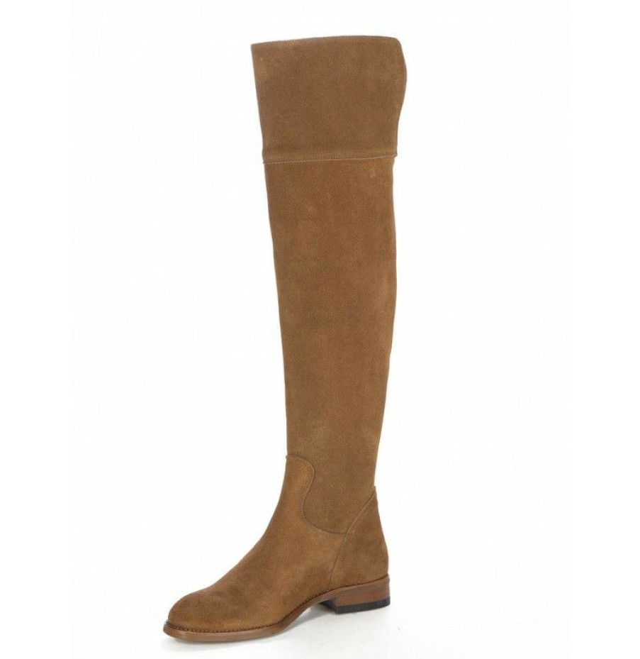 High Boots * | Camel Leather Knee Boots For Women