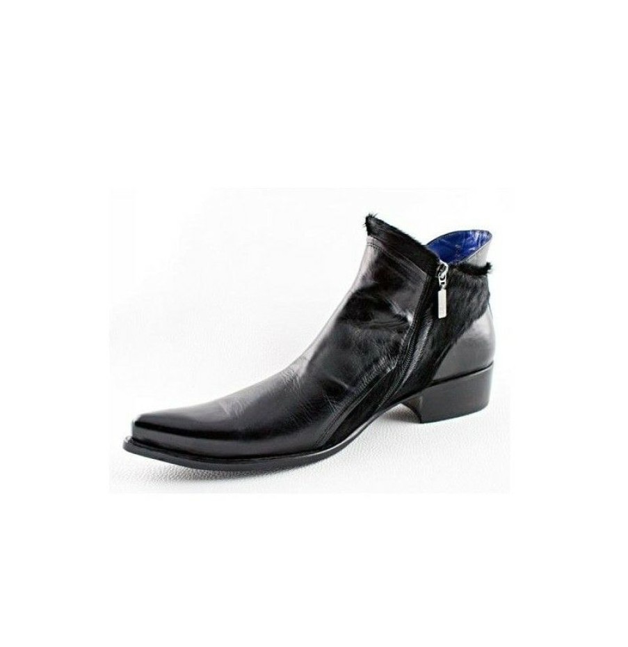 Men'S Ankle Boots * | Ankle Boots For Men Black Leather Pointed Tip