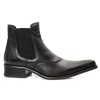 Men'S Ankle Boots * | Elegant Black Leather Pointed Ankle Boots For Men