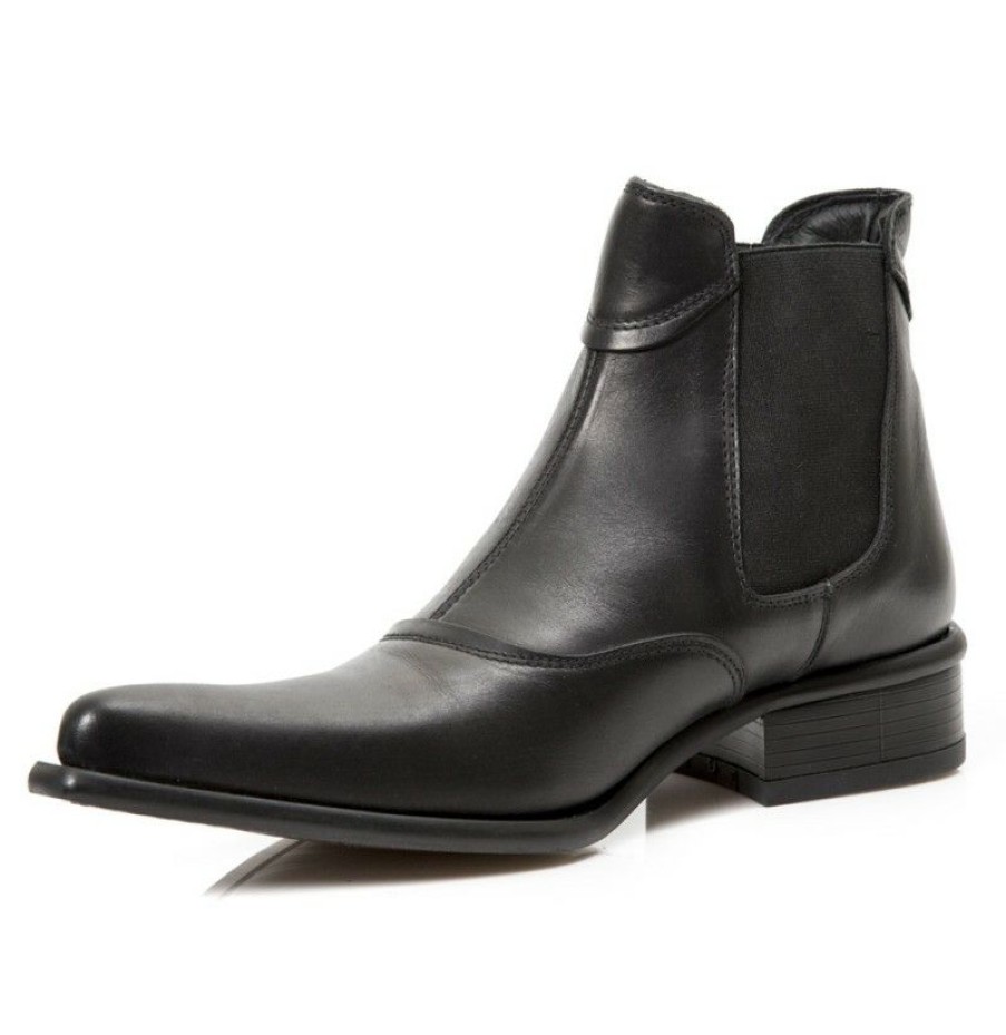 Men'S Ankle Boots * | Elegant Black Leather Pointed Ankle Boots For Men