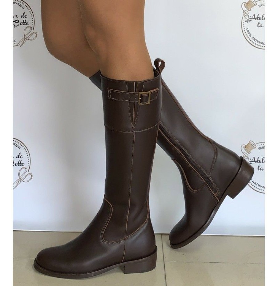 High Boots * | Brown Leather High Boots For Women