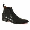 Men'S Ankle Boots * | Black Crocodile Patent Leather Ankle Boots