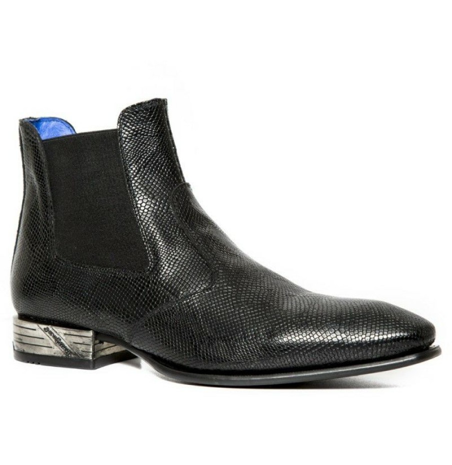 Men'S Ankle Boots * | Trendy Black Snake Ankle Boots For Men