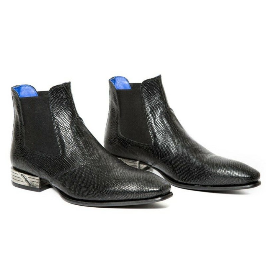 Men'S Ankle Boots * | Trendy Black Snake Ankle Boots For Men