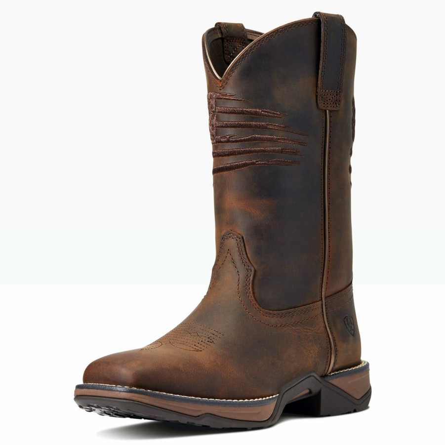 Women'S Boots * | Ariat Women'S Anthem Distressed Brown Square Toe Boots