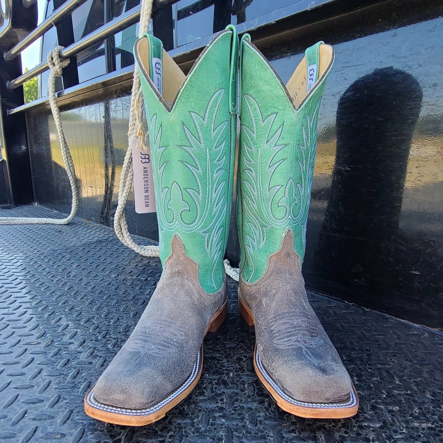 Women'S Boots * | Anderson Bean Ladies Stone & Mint Kudu Square Toe