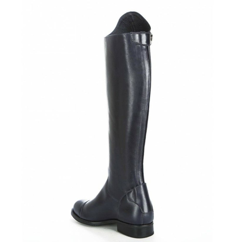 High Boots * | Navy Blue Leather Riding Boots Style