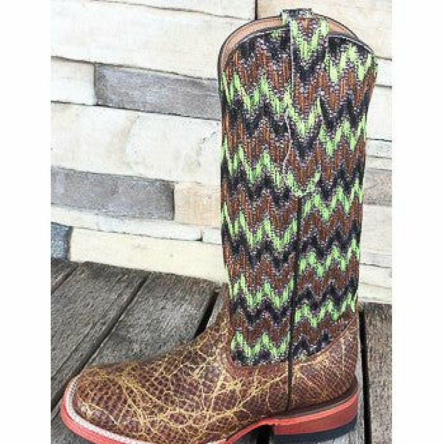 Women'S Boots * | Ferrini Brown Snake Print With Chevron Top We Exclusive