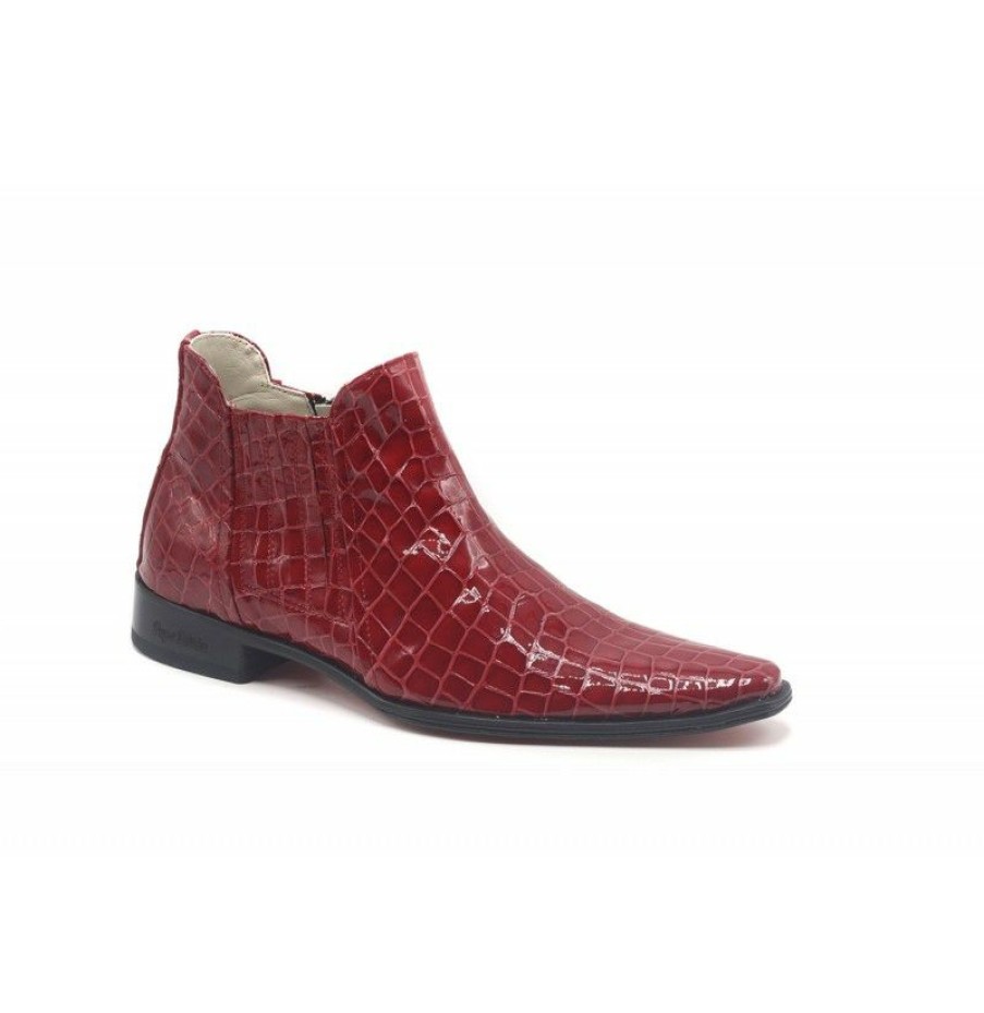 Men'S Ankle Boots * | Red Crocodile Leather Ankle Boots For Men