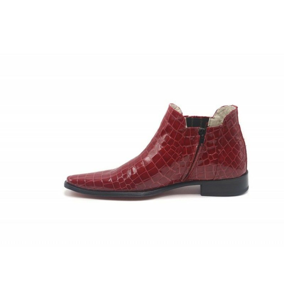 Men'S Ankle Boots * | Red Crocodile Leather Ankle Boots For Men